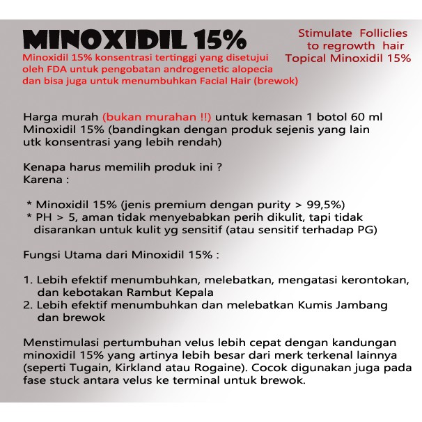 PRI Minoxidil 15%, Penumbuh Brewok dan Rambut ... New Arrival !!!