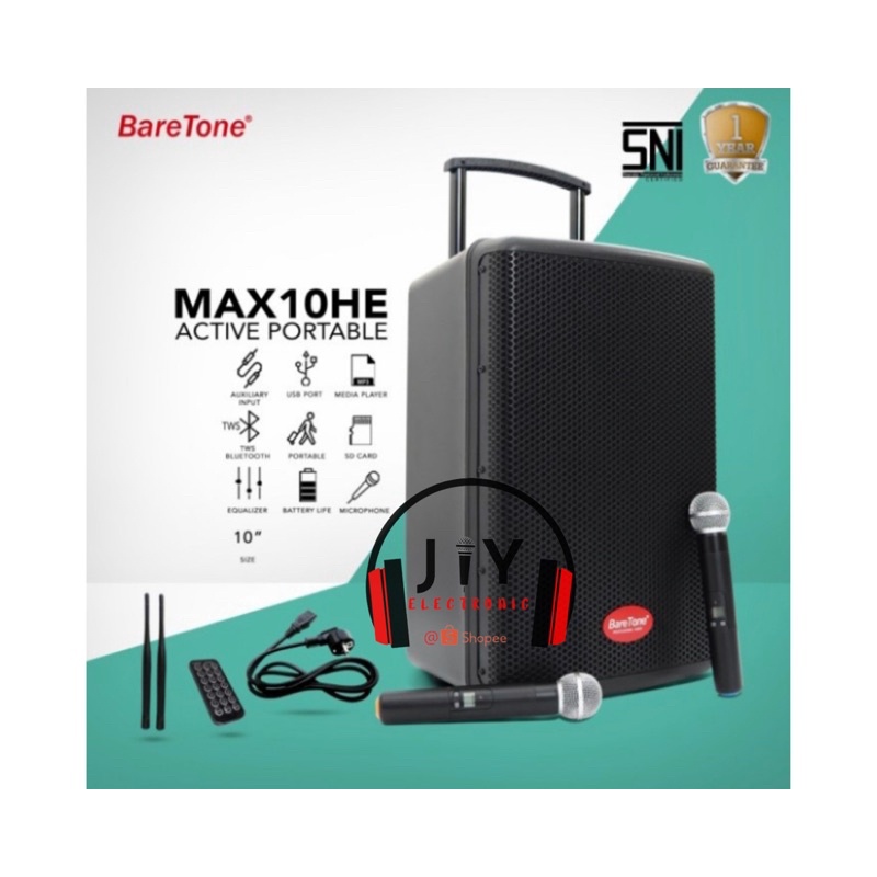 Speaker Portable Wireless Baretone 10 inch MAX 10 HE MAX10HE MAX-10HE