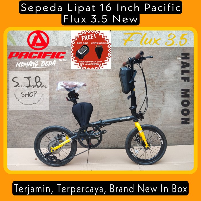Sepeda Lipat 16 Inch Pacific Flux 3.5 New Free Tas & Cover Saddle