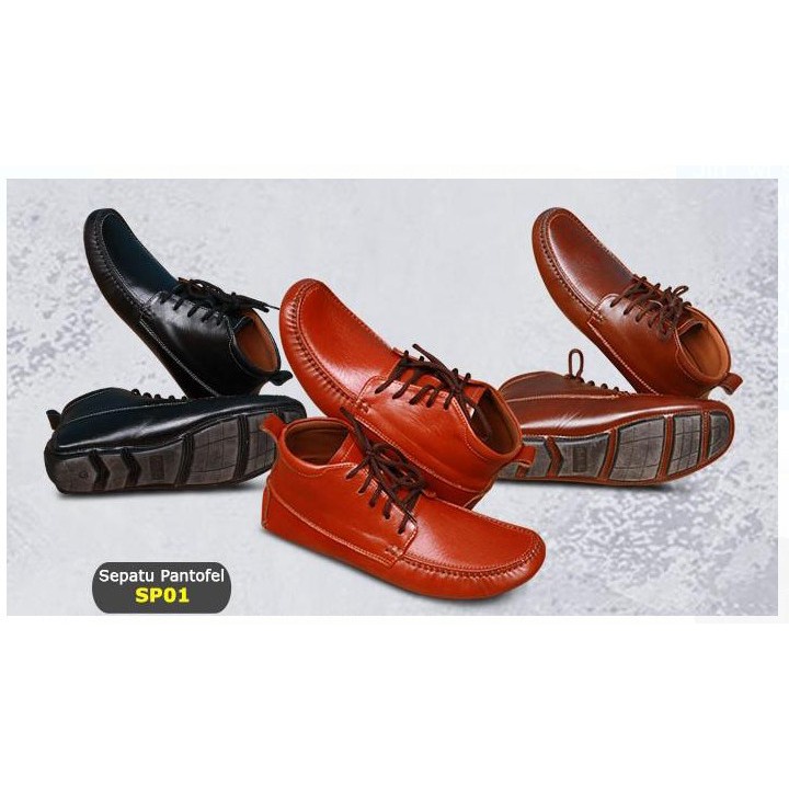 Sepatu Pantofel High Pria Model Boots Bahan Kulit Asli SP01