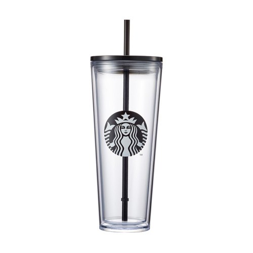 Tumbler Starbucks Double Wall Glass Black Trenta (Tumbler Starbucks Black SirenTrenta)