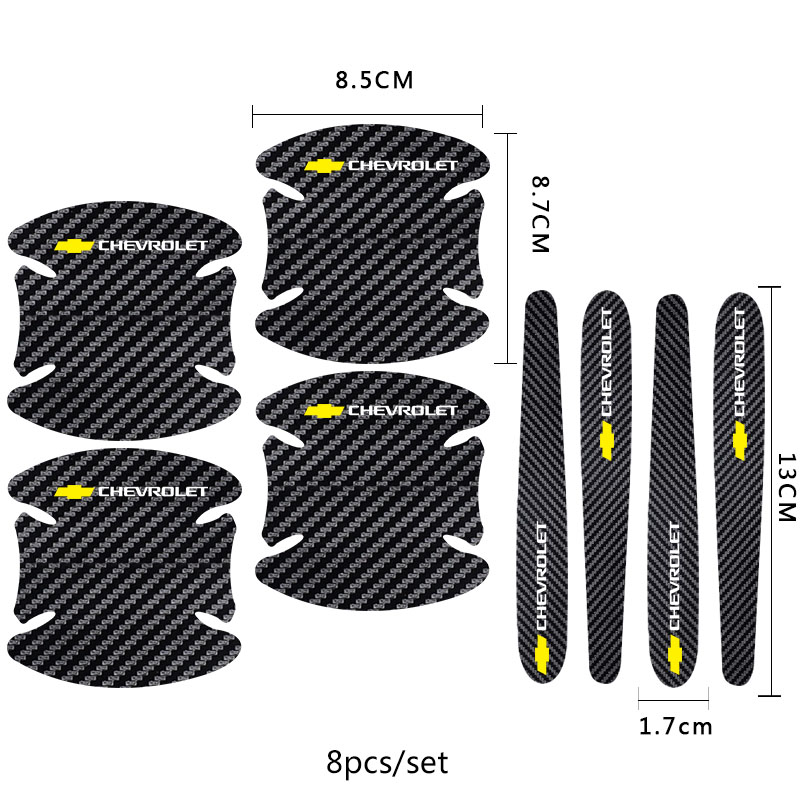 8Pcs Stiker Film Pelindung Handle Bahan Carbon fiber Untuk Chevrolet Colorado Aveo Captiva Cruze Optra Sonic Nabira