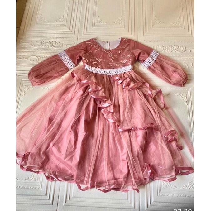 baju pesta muslim anak / baju pesta anak / gaun muslim renda
