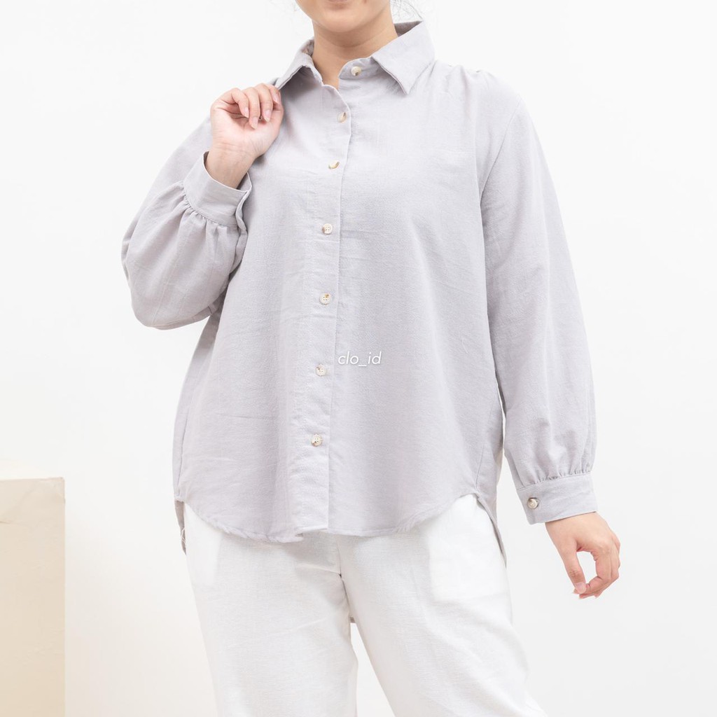HAICLO Ava Linen Shirt / Atasan Kemeja Wanita-Grey
