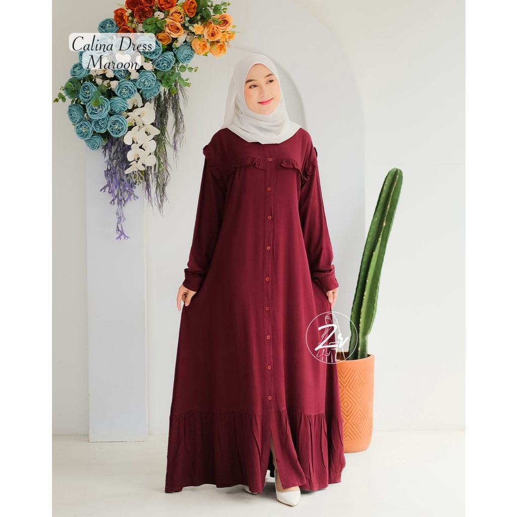 DRESS KATUN TWILL CALINA DAN ERIA ORI ZR GAMIS WANITA KEKINIAN NYAMAN