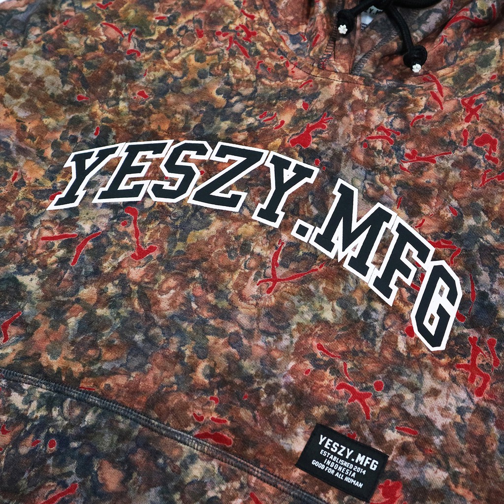 YESZY.MFG Hoodie Tie Dye Bloodie Almighty F. Black White