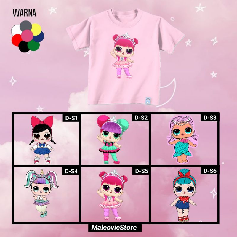 Baju Anak/Kaos Anak Perempuan/Baju Kaos LOL Suprise/T-shirt Anak LOL Suprise/Baju Anak Perempuan LOL