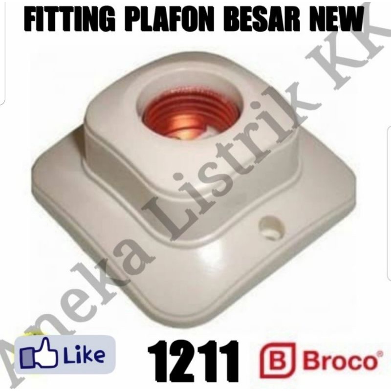 Jual BROCO PLAFON FITTING SEGI KOTAK PETAK CREAM NEW MODEL TERBARU 1211 FITTING LAMPU E27 NEMPEL