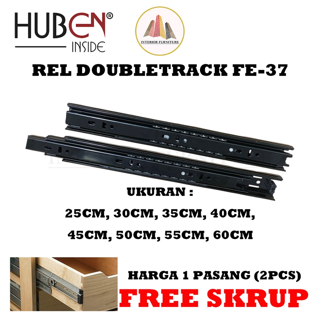 Rel Laci DoubleTRAK HUBEN  Tarik Full Extension FE 37mm 25 30 35 40 45 50 55 60cm