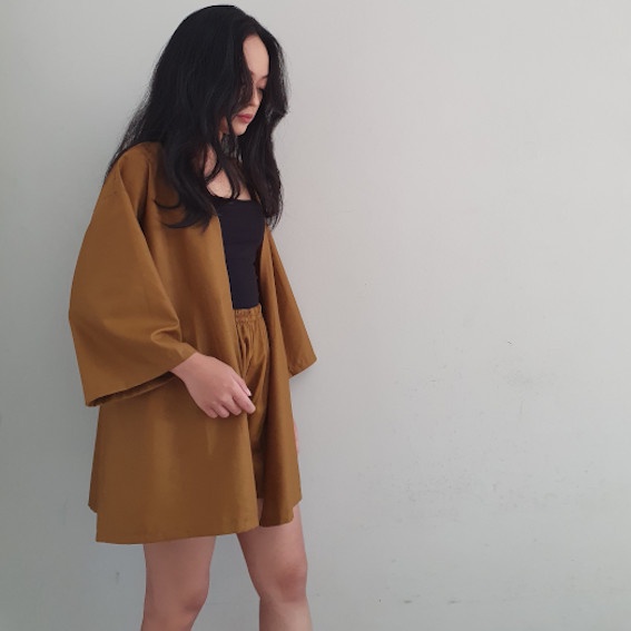 Outer 'Salse' / kimono katun - OKER coklat