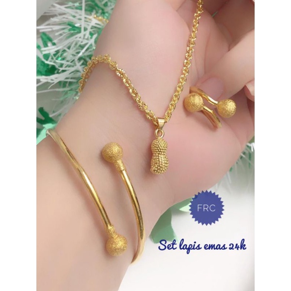 [lapis emas 24 karat] set pentol bulat 24 karat perhiasan gelang bangle 24 karat pentol 150721