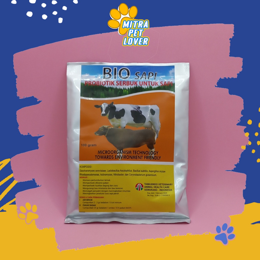 PROBIOTIK UNTUK TERNAK SAPI - BIO SAPI 100 GR - PACU PERTUMBUHAN &amp; PRODUKSI SUSU PERAH &amp; IMUN &amp; EFISIENSI PAKAN - BIOSAPI SERBUK - MURAH GARANSI KUALITAS ASLI ORIGINAL - ANIMAL VETERINARY TAMASINDO OBAT KESEHATAN &amp; VITAMIN HEWAN PELIHARAAN MITRAPETLOVER