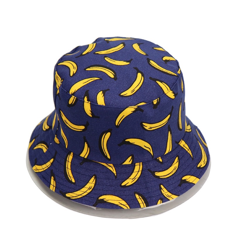 Topi Nelayan Motif Print Buah Pisang Nanas Untuk Musim Panas