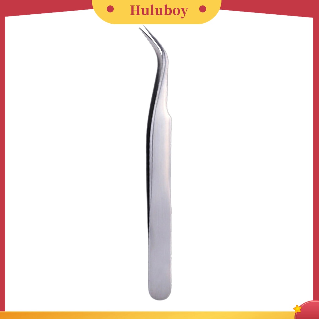 Huluboy Huluboy♡ Pinset Bulu Mata Profesional Bahan Stainless Steel Warna Silver Untuk Pemula