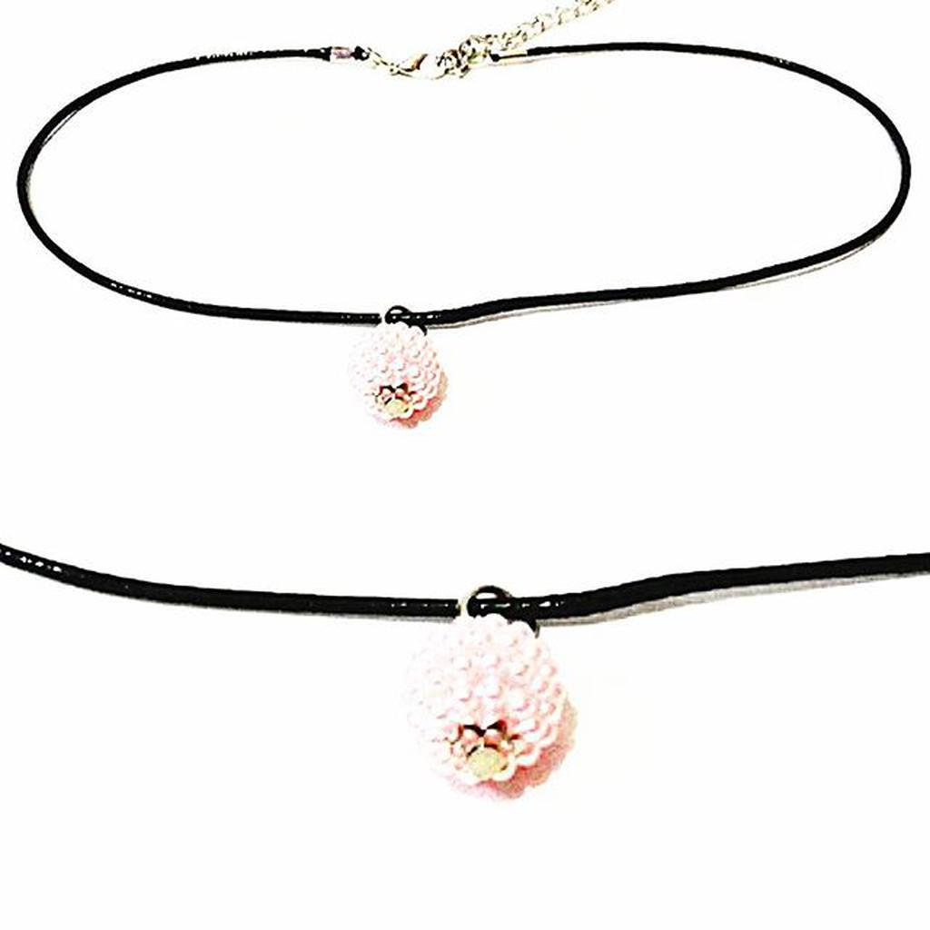 Baby Choker Necklace Soft Pink Berry | Kalung Handmade