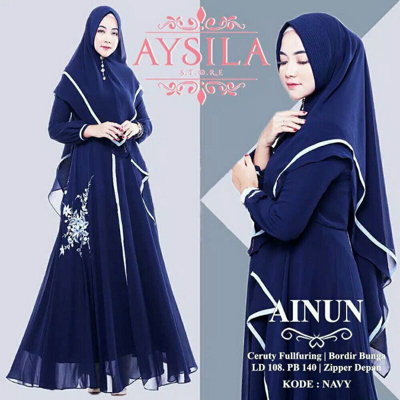 GAMIS AINUN SYAR'I CERUTY FULLFURING BORDIR BUNGA