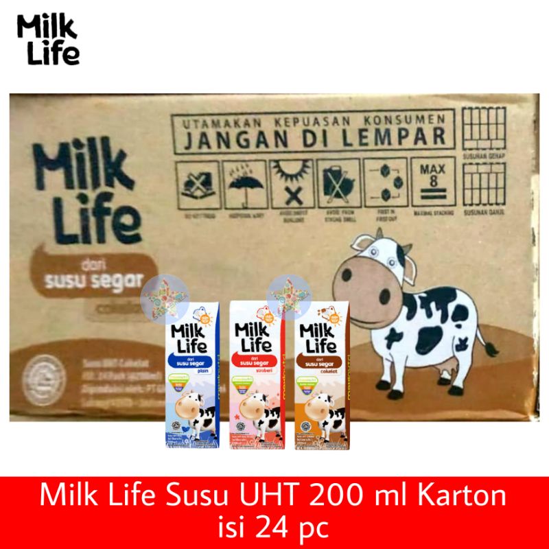 

Milk Life Susu UHT 200 ml karton isi 24 bj