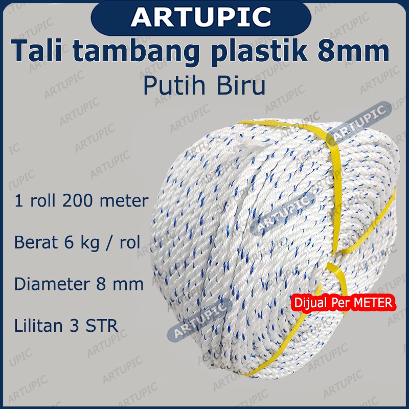 Tali Tambang Plastik 8 mm Tali Terpal Kandang Ayam Tali Ikat Truk Barang Berat Jala Jaring Pengaman