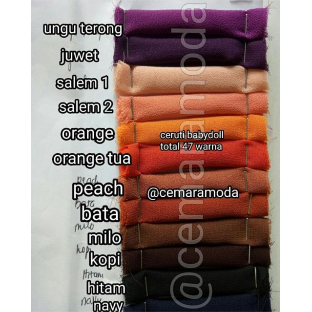 Kain Ceruti Babydoll Bahan PER 0.5meter / Ceruty Cerutty Cerutti Cerruti Seruty Seruti Baby Doll / kain gamis kerudung instant hijab instan jilbab pasminah segitiga