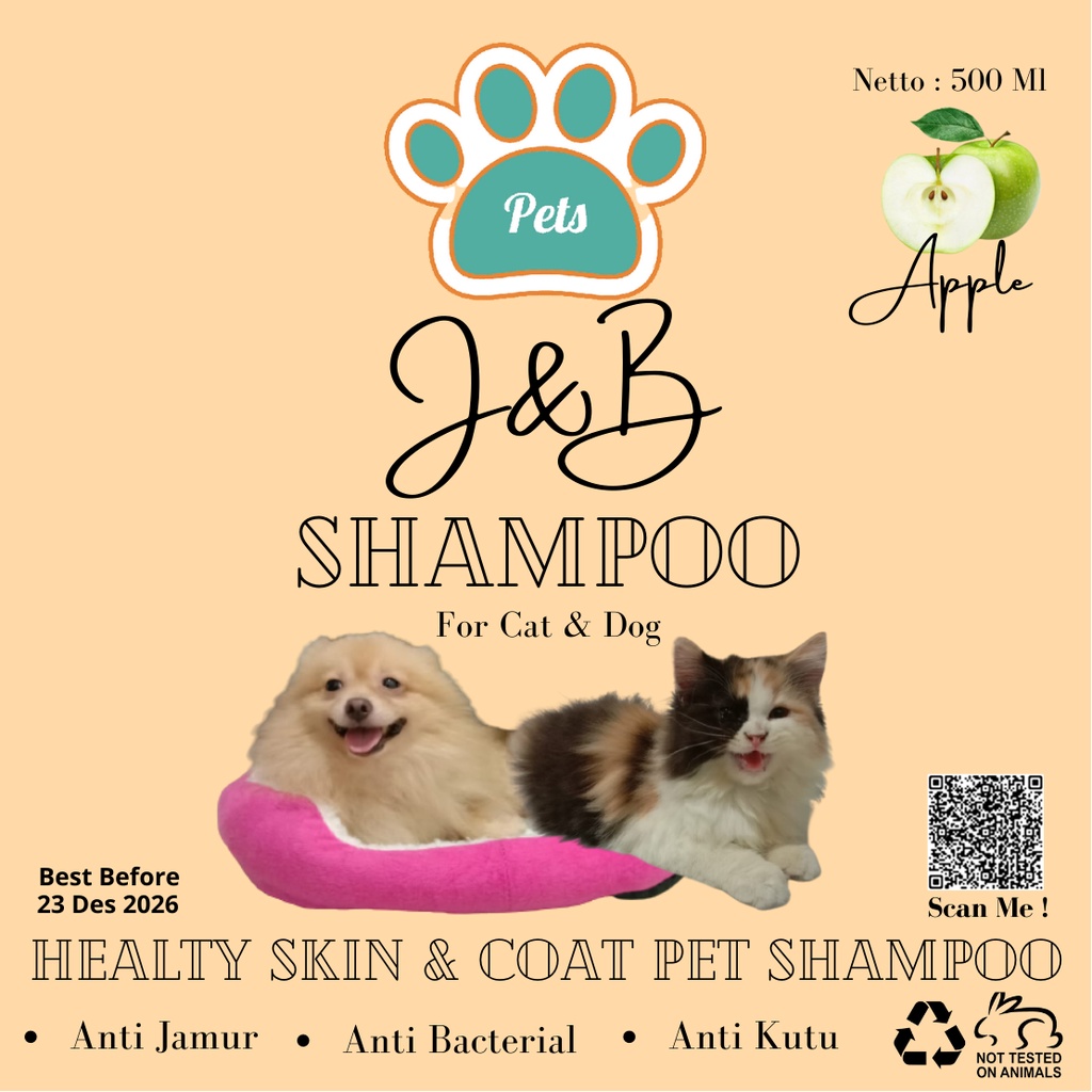 Shampo Jamur &amp; Kutu J&amp;B Pets Shampo 500 ml Anti Bacterial untuk Kucing / Anjing