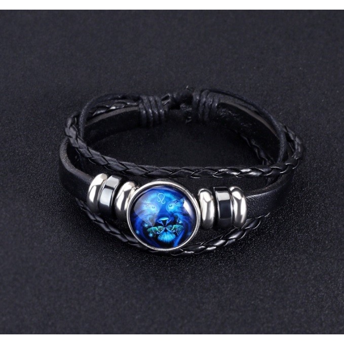 Gelang Kulit Asli Zodiak Luminous Astronomi Vintage Trendy Leather