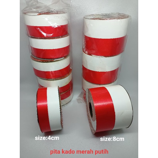 pita kado merah putih 4cm/8cm ( bahan plastik )