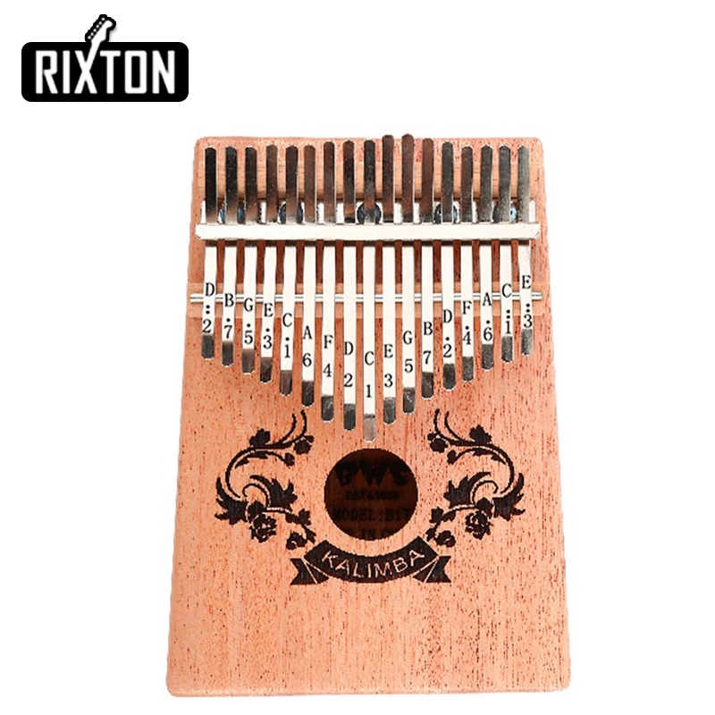 Rixton Kalimba 17 Key Thumb Piano with Tuning Hammer Portable Mahogany Body Finger Piano Kit