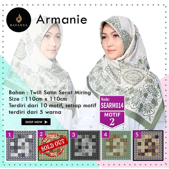 Jilbab Segiempat Dafanya Armanie Satin Motif 2 Hijab Scraf