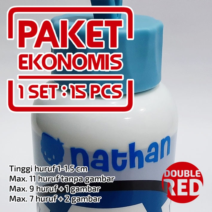 

Paket ekonomis sticker nama waterproof (tambahan 1 huruf)