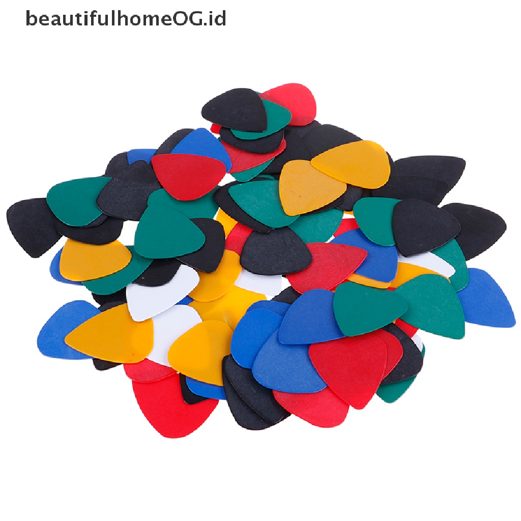 100 Pcs Pick Plectrum Seluloida Warna Lembut Untuk Gitar Akustik Elektrik