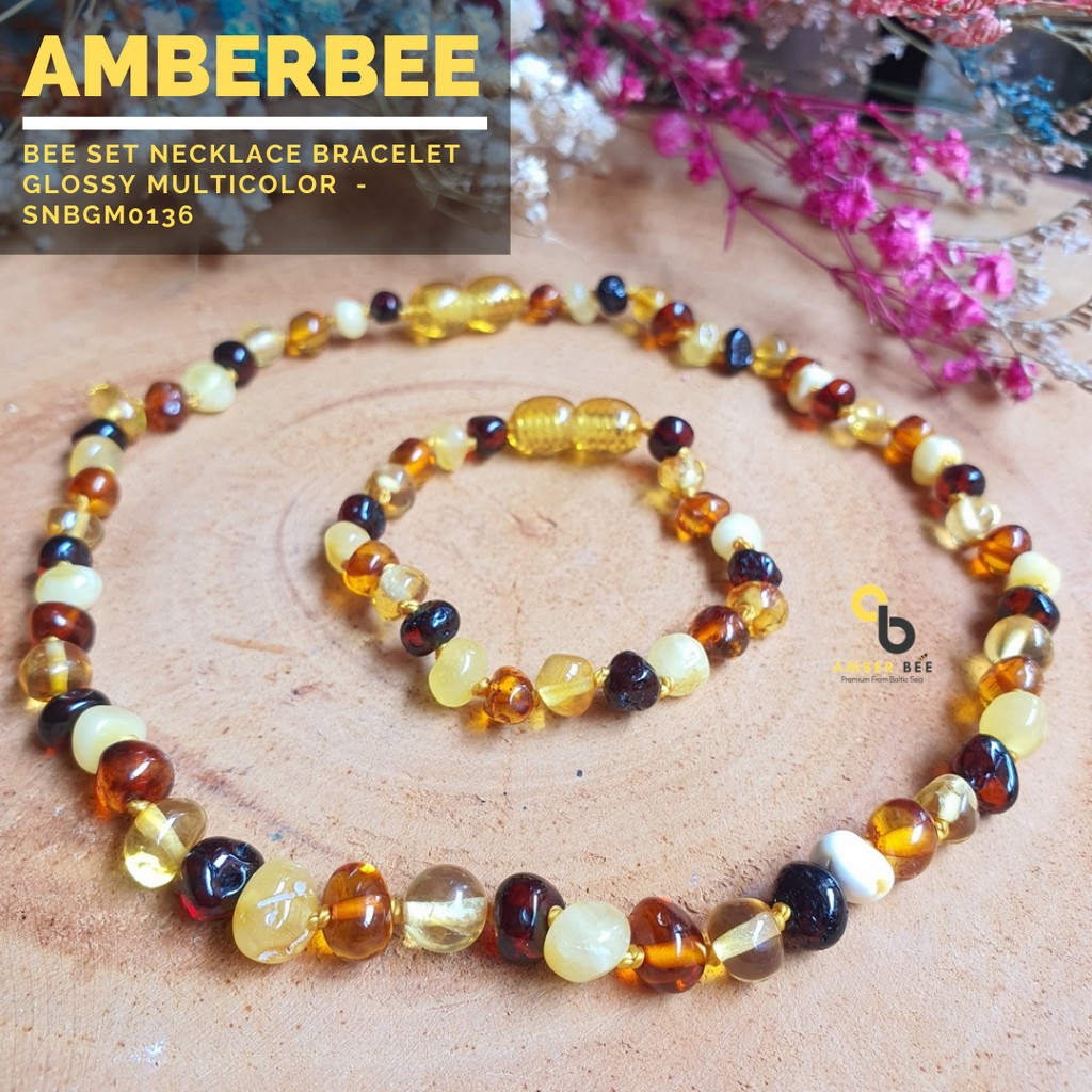  Kalung  Gelang  Amber Bayi Anak Premium Glossy Multicolor 