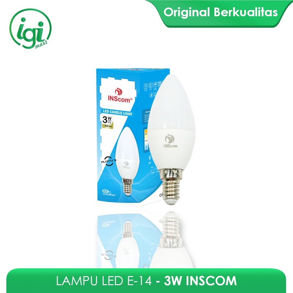 LAMPU LED INSCOM E-14 3 WATT/ LED BULB 3 WATT/ LAMPU BOHLAM LED 3 WATT KUNING