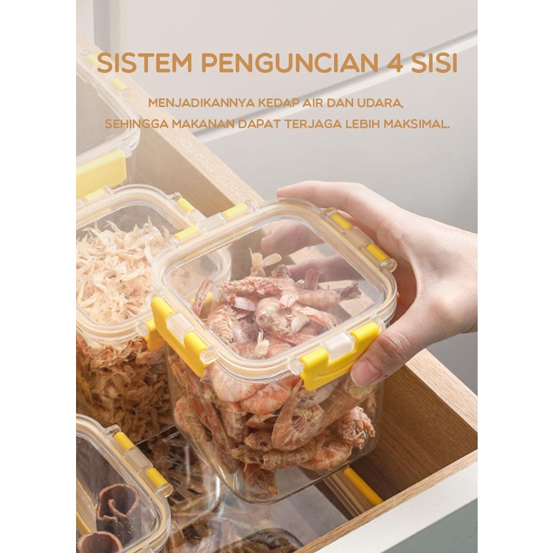 SAMONO Food Storage Box Sealed Container 750ml SSC01 / Food Storage Box Container 4 Pengunci Tempat Penyimpanan Makanan Kering Anti Tumpah SSC01