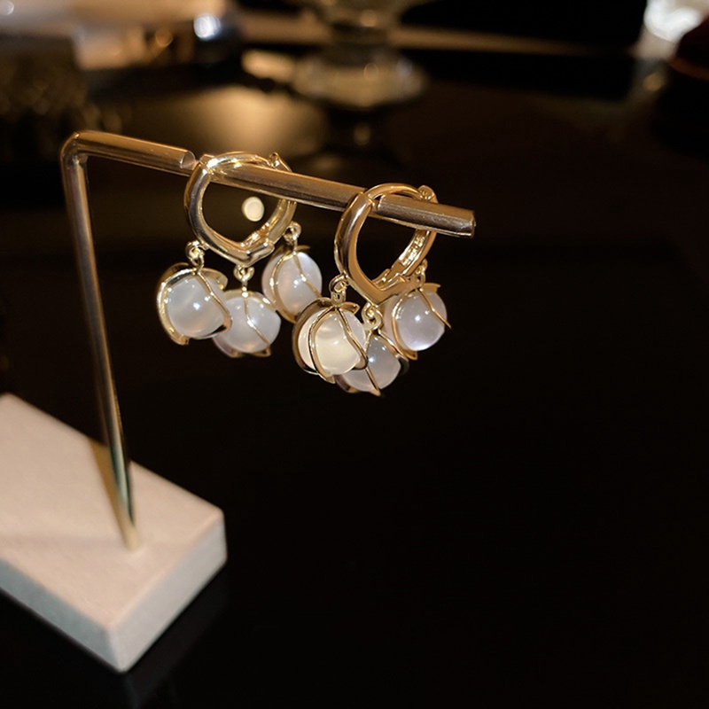 Anting Kait Gantung Desain Bunga Lily Hias Opal Untuk Wanita