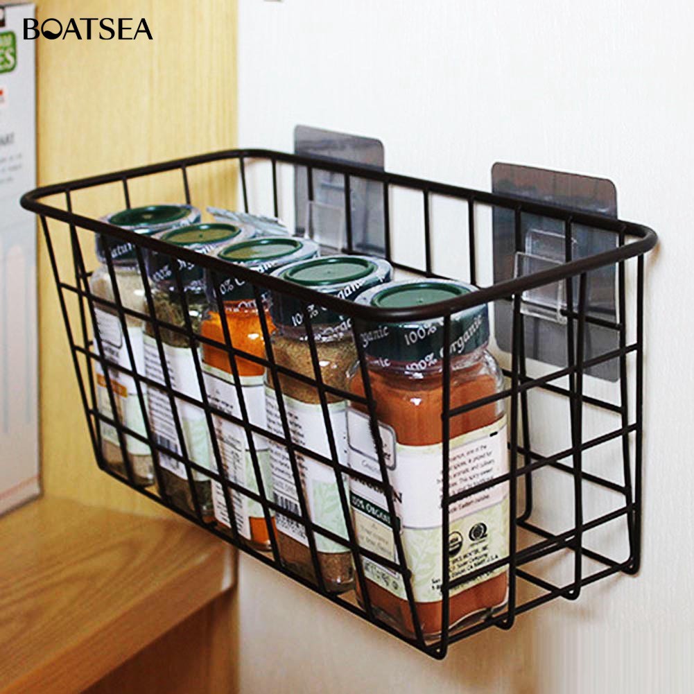 Boatsea Steel Wall Mounted Hanging Storage Shelf Rack Mesh Basket Shopee Indonesia