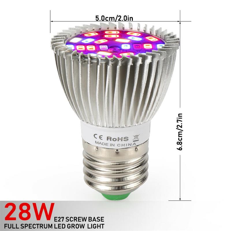 Grow Ligh Lampu Cahaya Tanaman LED E27 220V Indoor Plant Vegetables Flower 18W 28W