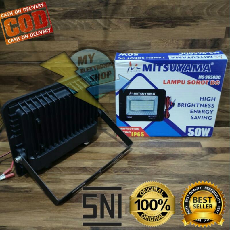 Lampu Sorot tembak 50W MITSUYAMA Lampu sorot Aki LED12v DC SMD Floodled IP65 TIPIS lampu MS-9650DC
