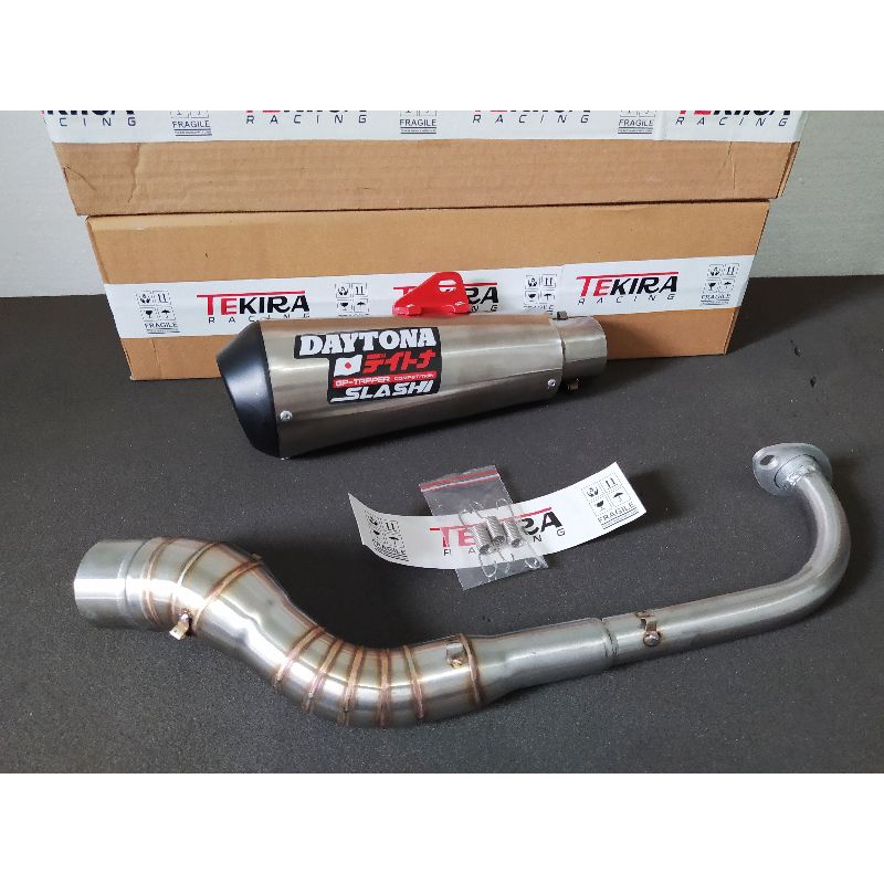 Knalpot Racing Daytona Gp Taper Short Astrea Grand Supra X Fit X125 X 125 Helm in Karisma 125 Revo F