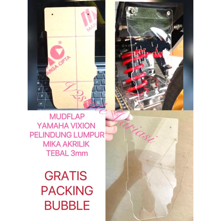 MUDFLAP VIXION TEBAL 2mm MIKA AKRILIK PELINDUNG SHOK ALL VIXION NEW OLD PENAHAN LUMPUR SHOCK VIXION NVA NVL KACA ACRILIK ORIGINAL PELINDUNG KOLONG SPAKBOR BELAKANG VIXION BARU 2015 2016 VIXION LAMA 2012 2013 2014