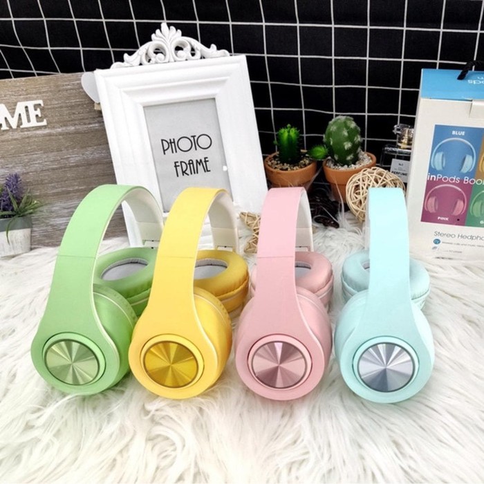 Headphone Macaron B39 Wireless  With LED Inpods Bluetooth V5.0