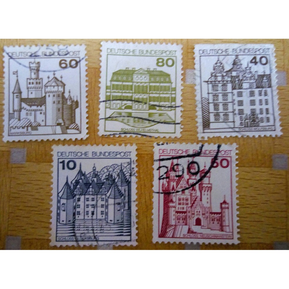 

5 Perangko Deutche Bundepost seri kastil tua