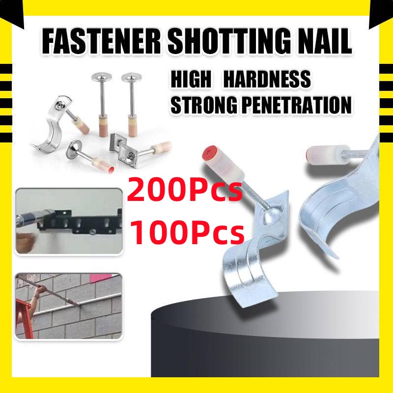 100pcs / 200pcs Round Steel Nails Manual Rivet Gun Tool Ceiling Artifact 7.5/8.5mm Gunpowder Bullet Fastener