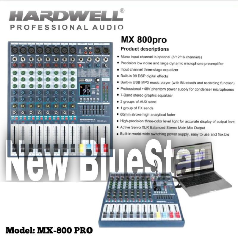 Mixer Hardwell MX 800 PRO Original Hardwell MX800PRO 8 Channel Bluetooth