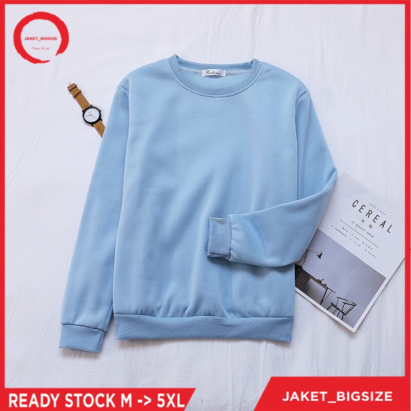 Sweater Polos Wanita Pria Hoodie Premium Distro gramasi 250gsm warna BABY BLUE