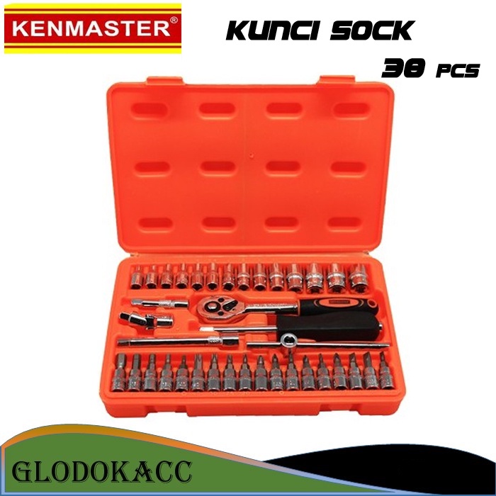 Socket Set 38 pcs Original Kenmaster Kunci Sock/sok Obeng Set Serba Guna Multifungsi