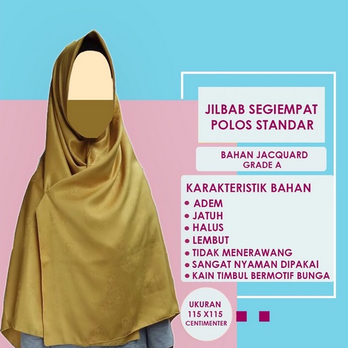 Jilbab segiempat Jaguar Silky embos motif bunga Kerudung Hijab Jacquard Syar'i bahan halus lembut ad