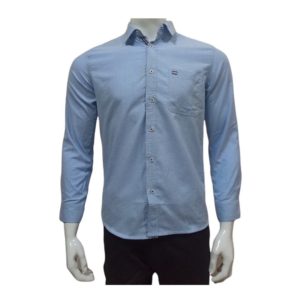 RICARDO Kemeja Pria Polos Biru Lengan Panjang 22113