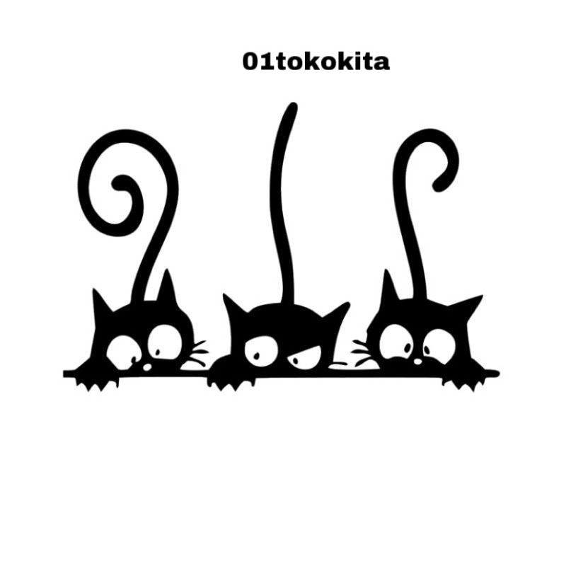 Sticker cutting kucing lucu stiker cuting kucing 3 bersuadara kembar buat helm motor mobil grosir