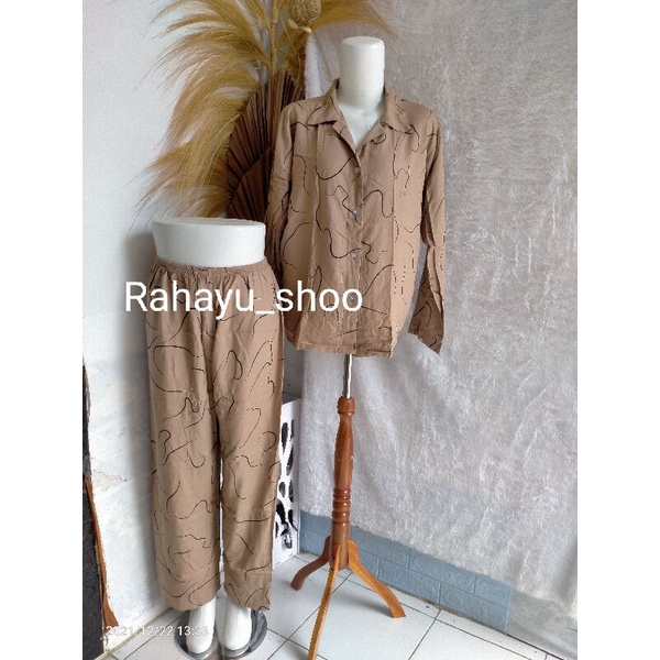 set piyama motif cacing lgn pnjg cln panjang