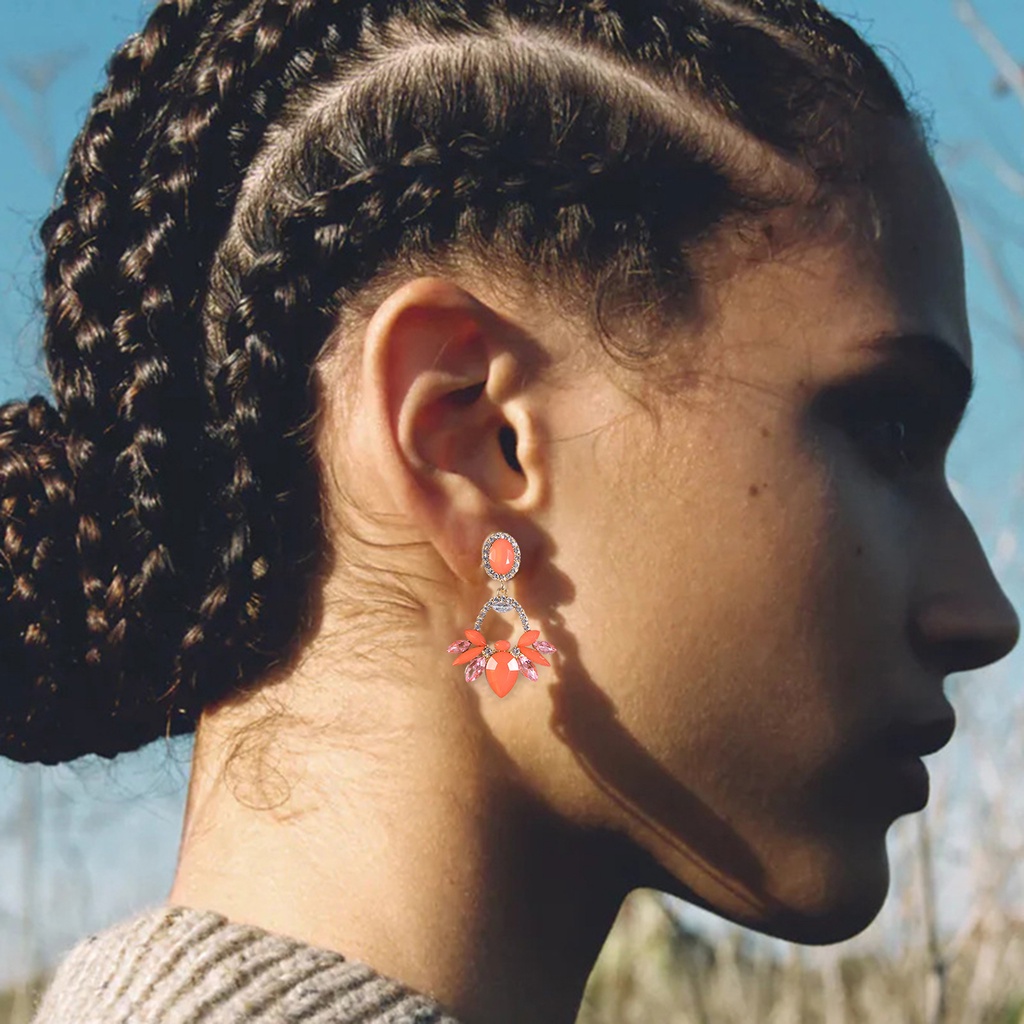 Hu Hu Hu Hu Hu Alat Bantu Pasang Kacamata♡ 1 Pasang Anting Tusuk Gantung Wanita Bentuk Tetesan Air Hias Glitter Anti Alergi Untuk Banquet